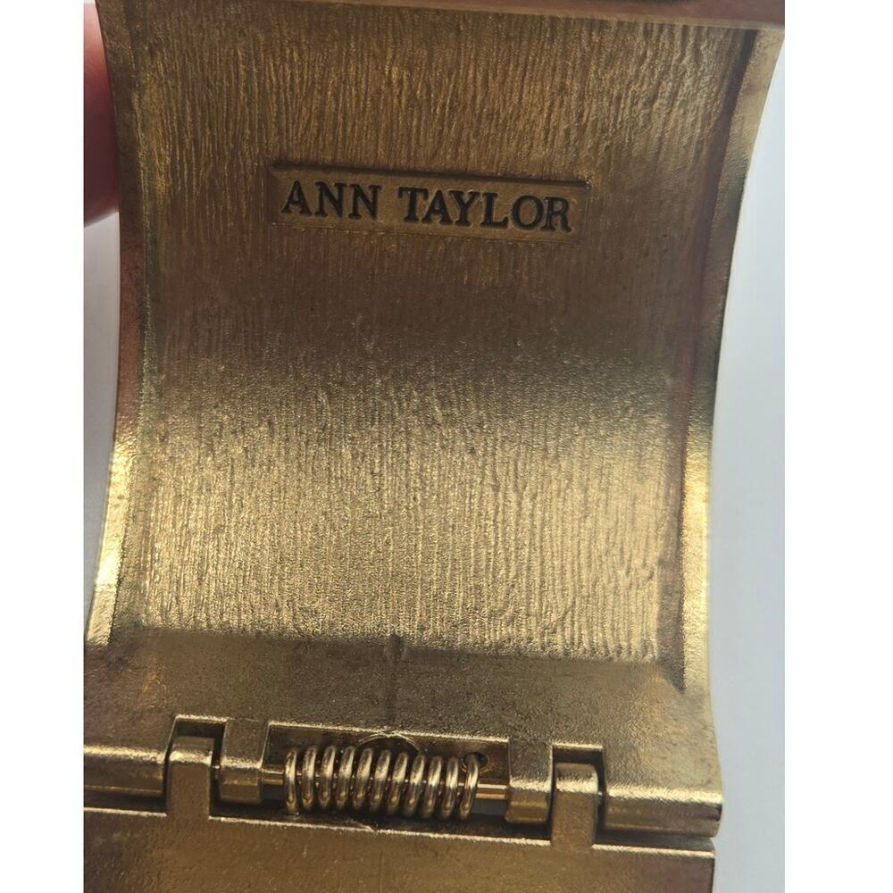 Ann Taylor Chunky Distressed Gold Metal Bar Cuff Bracelet - Picture 4 of 7